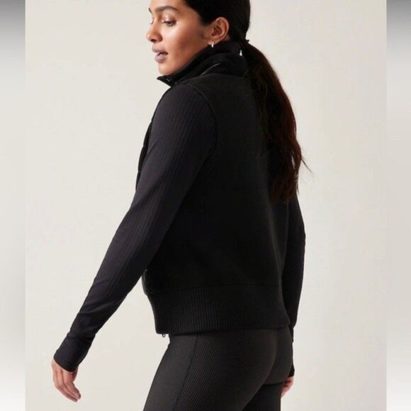 Athleta Vest Hanover Hybrid Puffy Puffer Full Zip Black NWT 1X - Picture 2 of 7